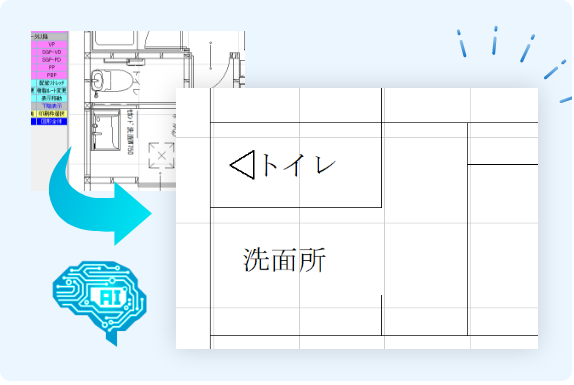 設備器具や文字、そして敷地もシンボル変換